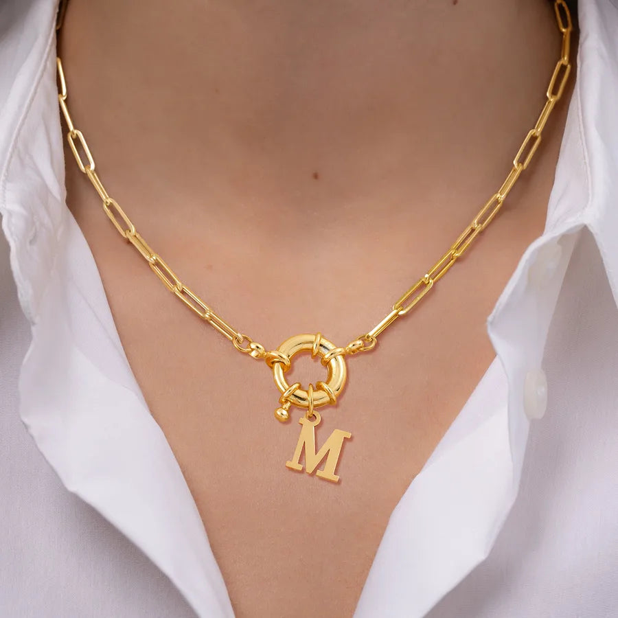 Wholesale Jewelry Elegant Simple Style Classic Style Letter 201 Stainless Steel 304 Stainless Steel Copper Paperclip Chain Pendant Necklace