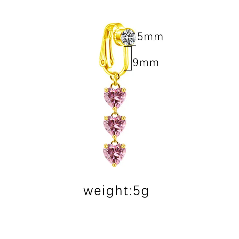 1 Piece Belly Rings Sexy Heart Shape Butterfly Planet 316L Stainless Steel  Alloy Plating Inlay Acrylic Rhinestones Glass White Gold Plated Gold Plated
