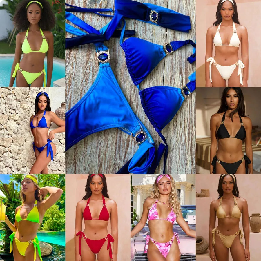 Women's Gradient Color Solid Color 2 Pieces Set Bikinis Swimwear