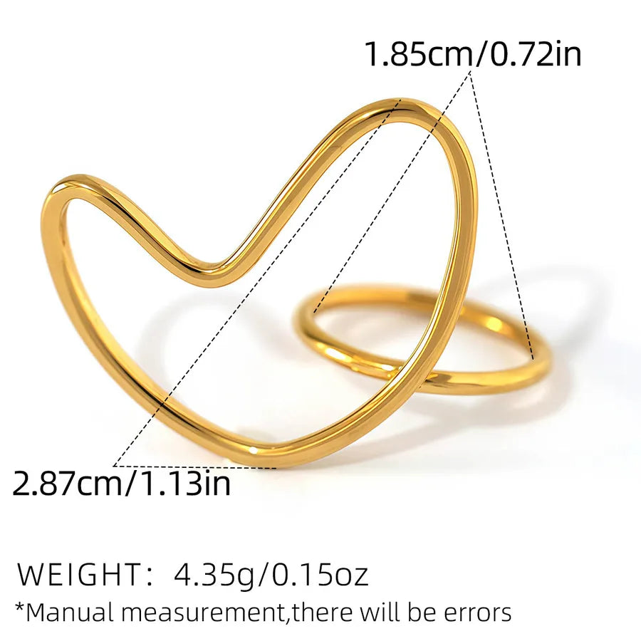 Wholesale Jewelry Sweet Artistic Heart Shape 304 Stainless Steel 18K Gold Plated Hollow Out Rings
