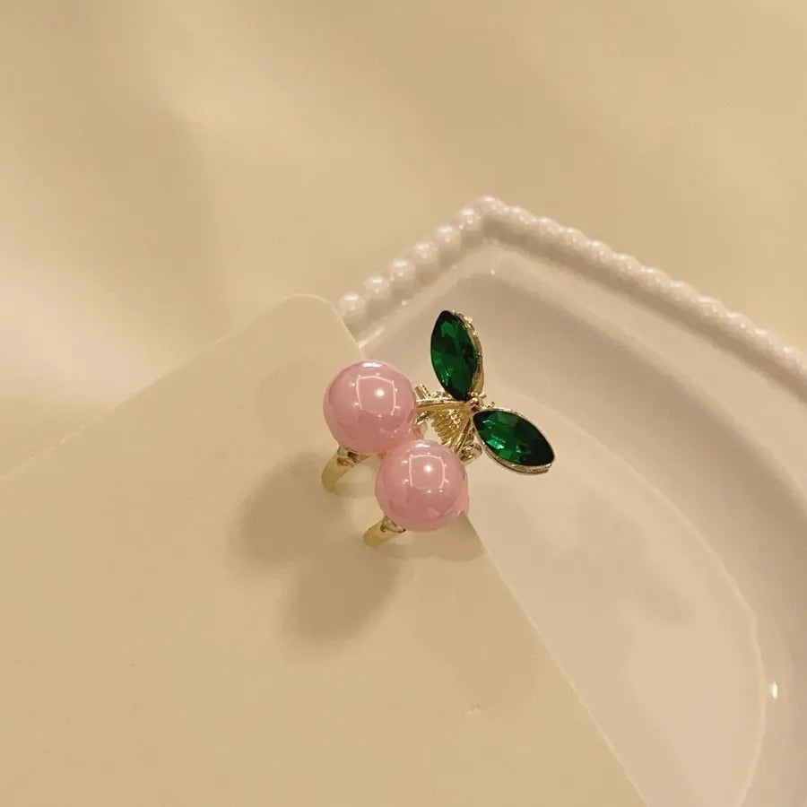 Cute Sweet Women's Cherry Imitation Pearl Hair Claws