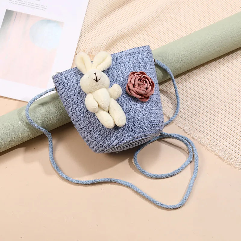 Straw Island Beach Woven Bag Women  New Popular Bag Seaside Straw Bag Cute Kid's Messenger Bag