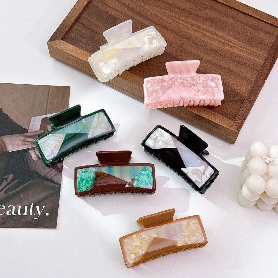 Large Square Hair Clip Women's Stylish Acetate Hair Accessories Shark Tail Clip Versatile Hair Decorations For Various Hairstyles
