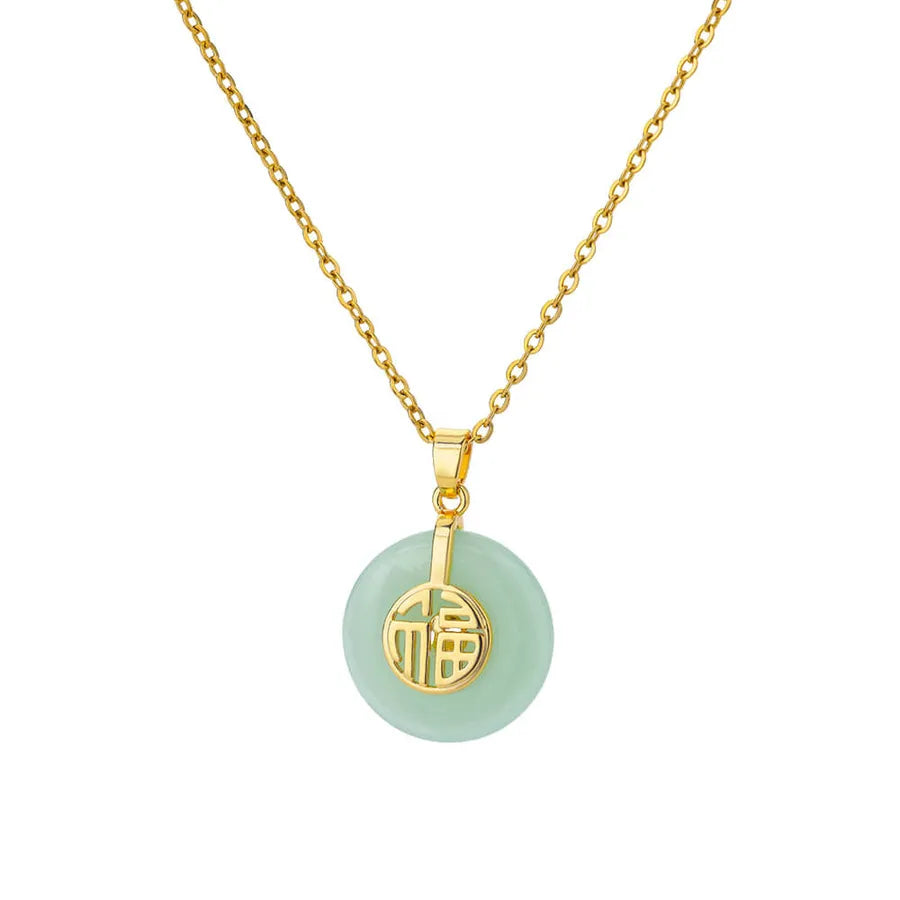 Wholesale Jewelry Elegant Sweet Geometric 304 Stainless Steel Cat's Eye Stone Plating cable chain Pendant Necklace