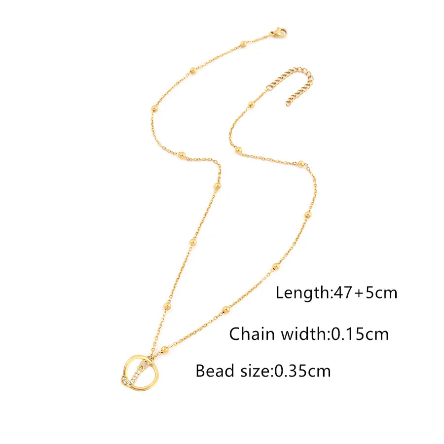 Wholesale Jewelry Casual Elegant Simple Style Letter 201 Stainless Steel 304 Stainless Steel Copper Zircon ball chain Pendant Necklace