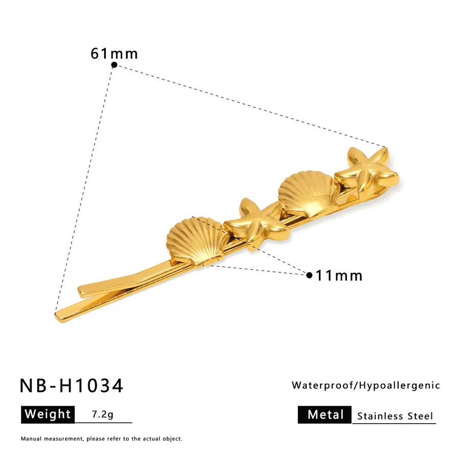 Cute Artistic Women's Pentagram Flower Shell 304 Stainless Steel Artificial Pearls Pearl Hair Pins Hair Clip