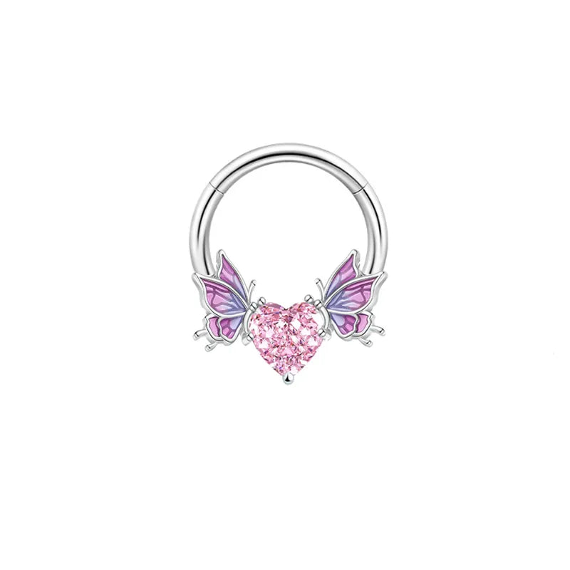 cute sexy animal heart shape stainless steel alloy copper asymmetrical plating inlay zircon 14k gold plated 18k gold plated silver plated cartilage earrings belly ring nose ring
