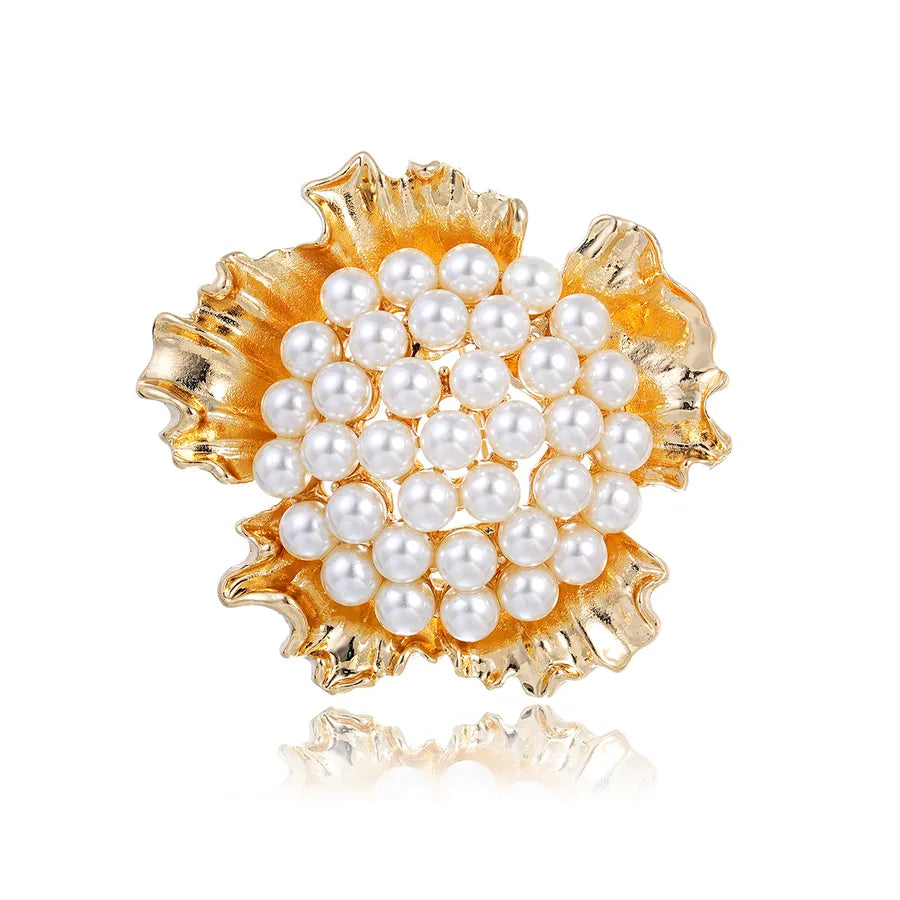 Fashionable Vintage Pearl Glazed Basket Brooch Pin Trendy Bouquet Brooch Pins Alloy Jewelry Accessory For Men And Women