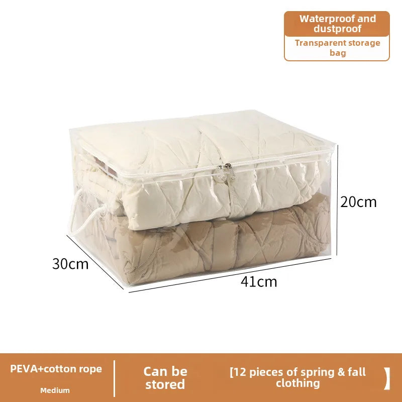 Quilt storage bag household transparent wardrobe large capacity clothes quilt storage box clothing moving packing bag artifact