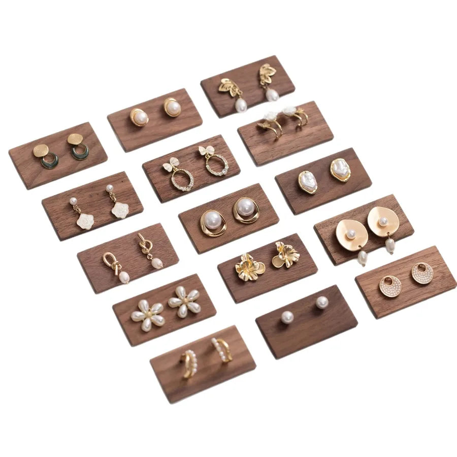 Walnut Wood Jewelry Earring Storage Tray Hook Stand Card Jewelry Accessories Display Photography Props Integrated Style Vintage
