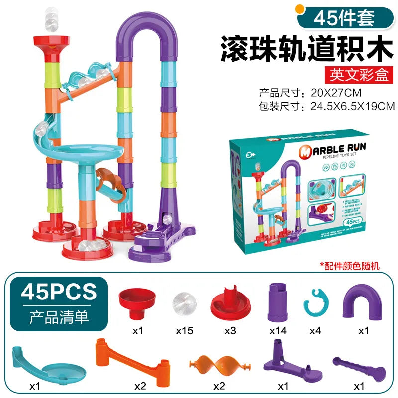 Best Selling Variable Ejection Track Ball Slide Building Blocks Stereo Maze Pipe Assembled Children's Early Education Toys