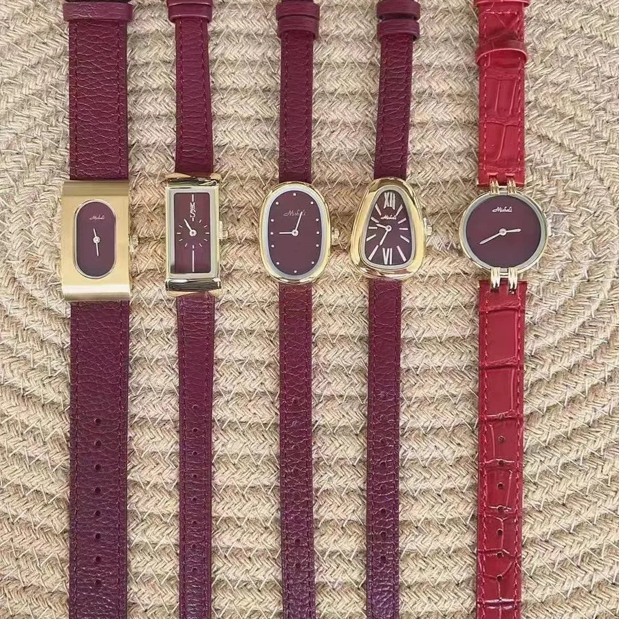 Elegant Solid Color Buckle Quartz Watch Women's Watches