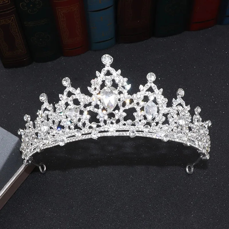 bridal water droplets alloy inlay rhinestones crown