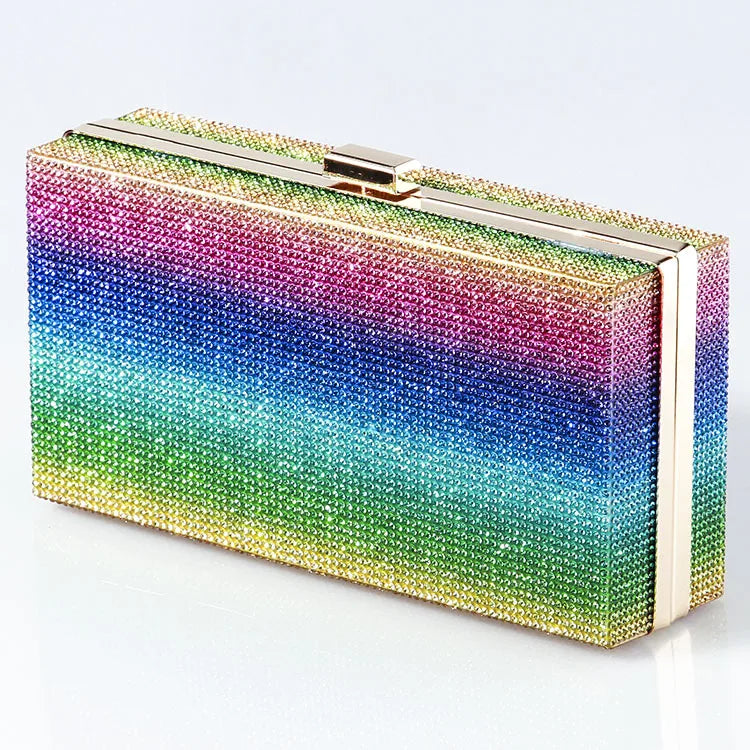 Polyester Color Block Leopard Square Evening Bags