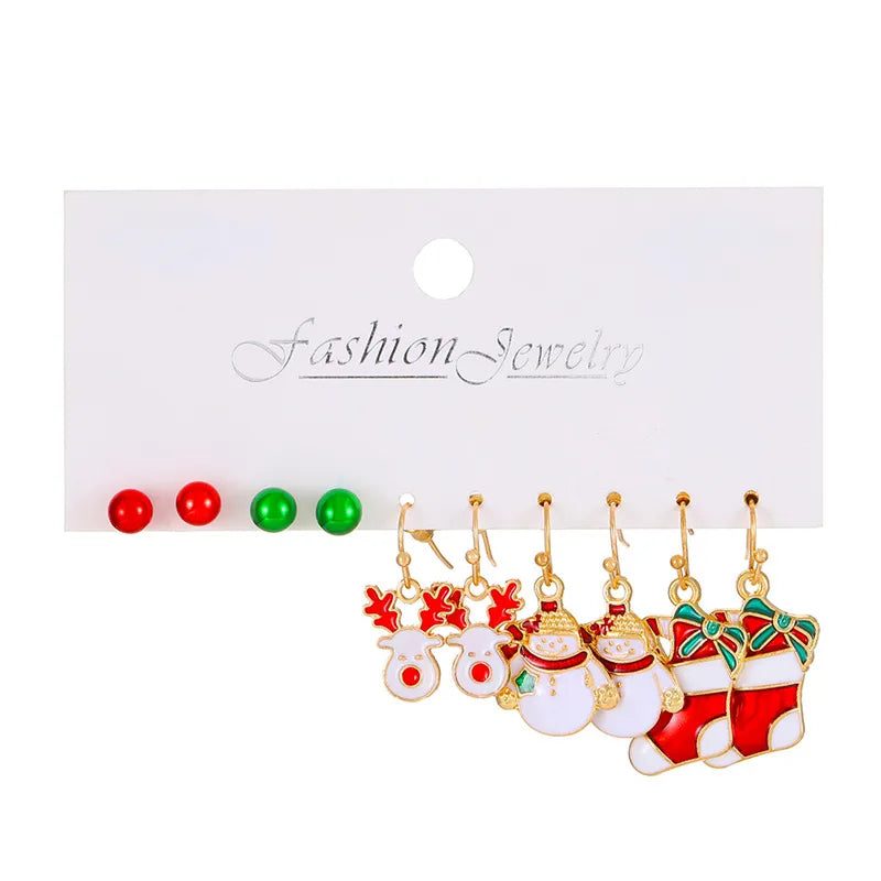 Cartoon Style Cute Classic Style Christmas Tree Santa Claus Bell Alloy Stoving Varnish Plating Inlay Rhinestones Zircon Christmas Women's Jewelry Set