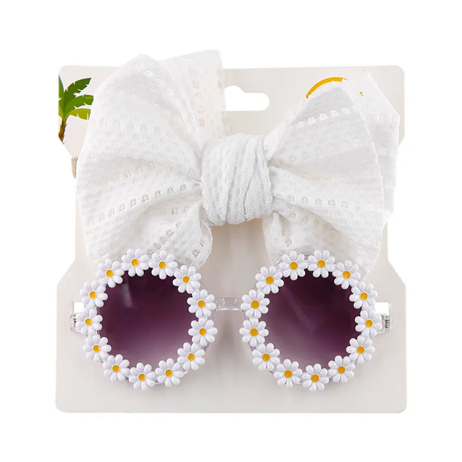 girl's fashion flower ac round frame sunglasses