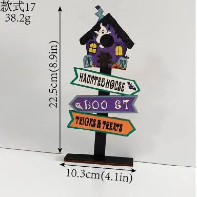 Wooden Halloween Decorations Ghost Festival Props Pumpkin Sprite Letter Wooden Ornaments Ghost Wooden Display Stand