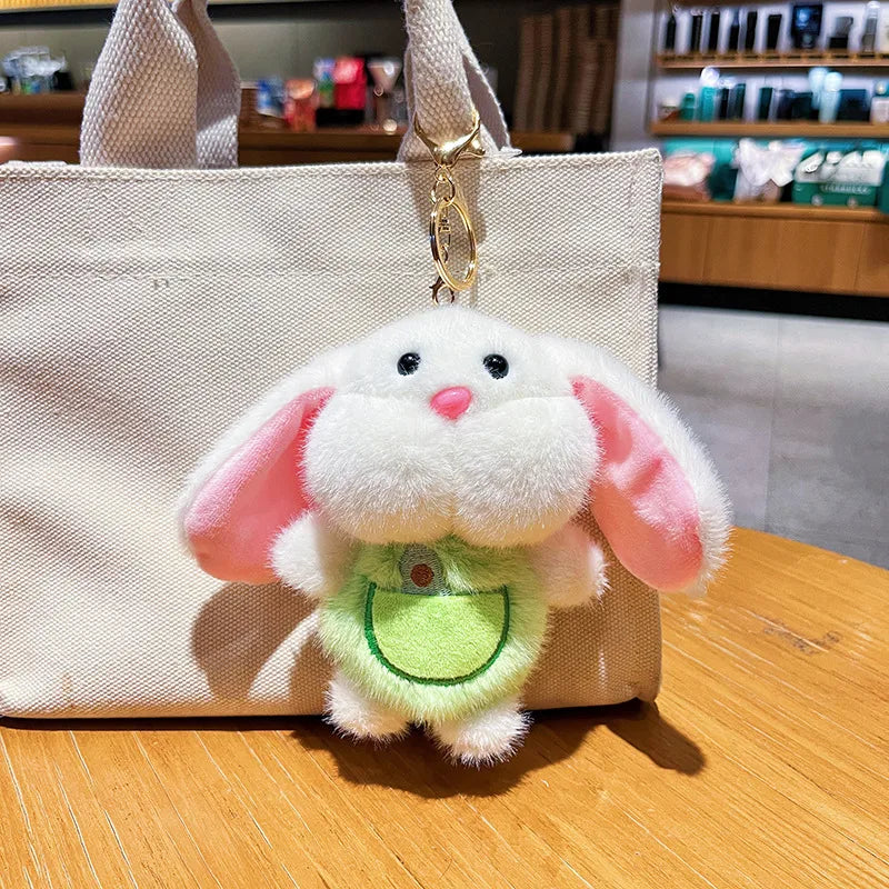 Creative Cartoon Plush Fruit Rabbit Keychain Cute Delicate Bag Pendant Couple Gift Small Soft Toys Earphone Strap