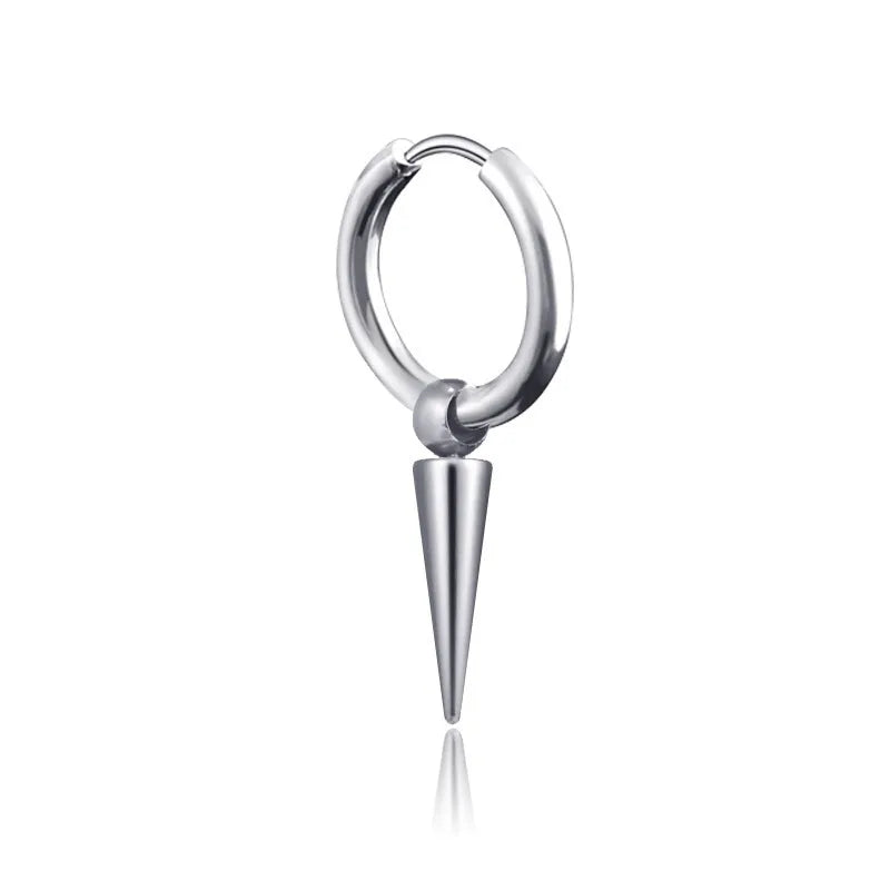 fashion stainless steel tassel single point cone earrings single