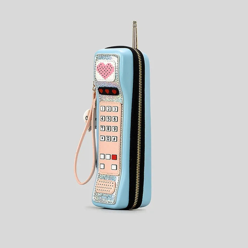 Pu Leather Mobile Phone Heart Shape Square Clutches