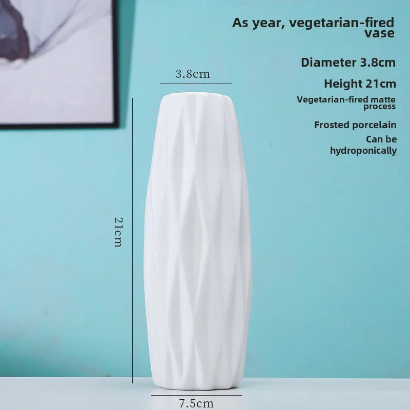 Simple Modern Star Ceramic Vase Ornaments Living Room White Porcelain Fresh Dried Flower Creative Ceramic Flower Set