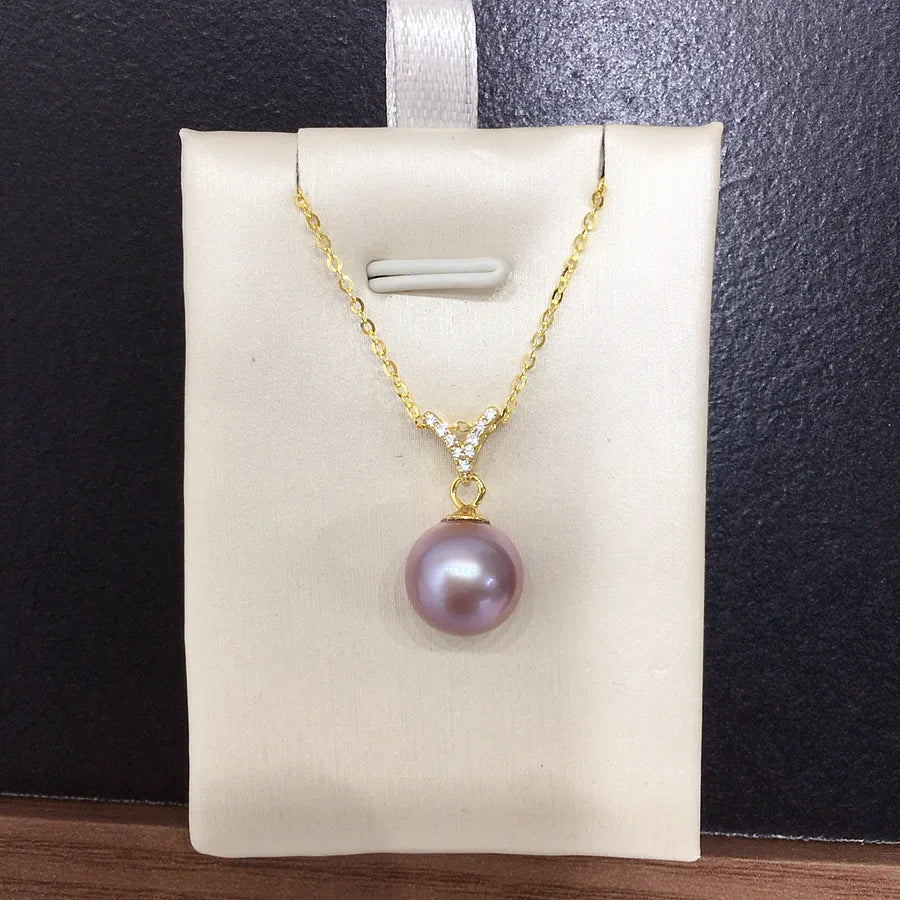 Diana Natural Freshwater Pearl Pendant Highlight Round and Immaculate Princess S925 Sterling Silver Pearl Necklace Clavicle Chain