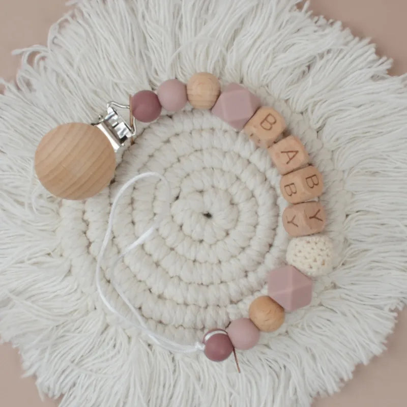 simple style letter beech silicone baby accessories