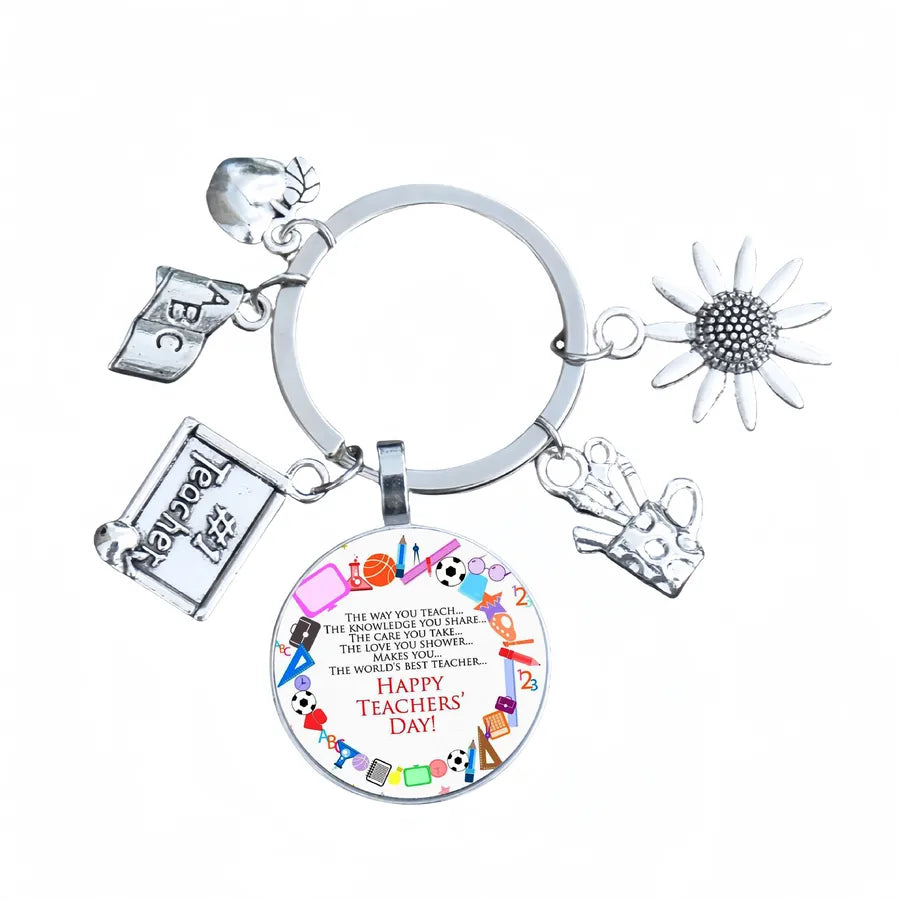 Modern Style Letter Flower Alloy Glass Unisex Keychain