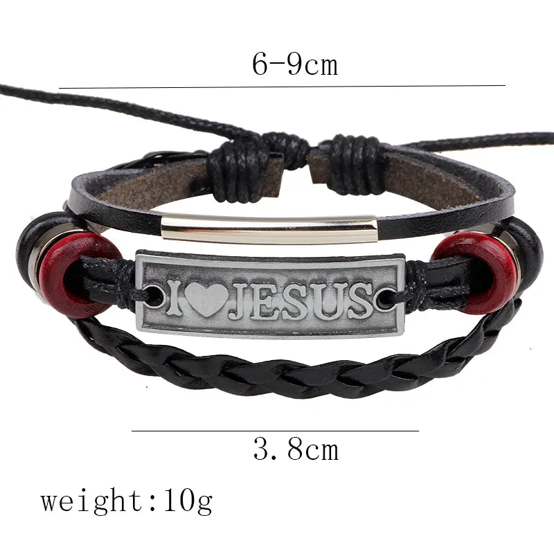 retro cross pu leather alloy braid unisex bracelets