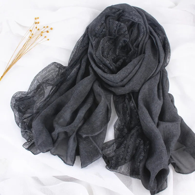women's elegant solid color cotton scarf