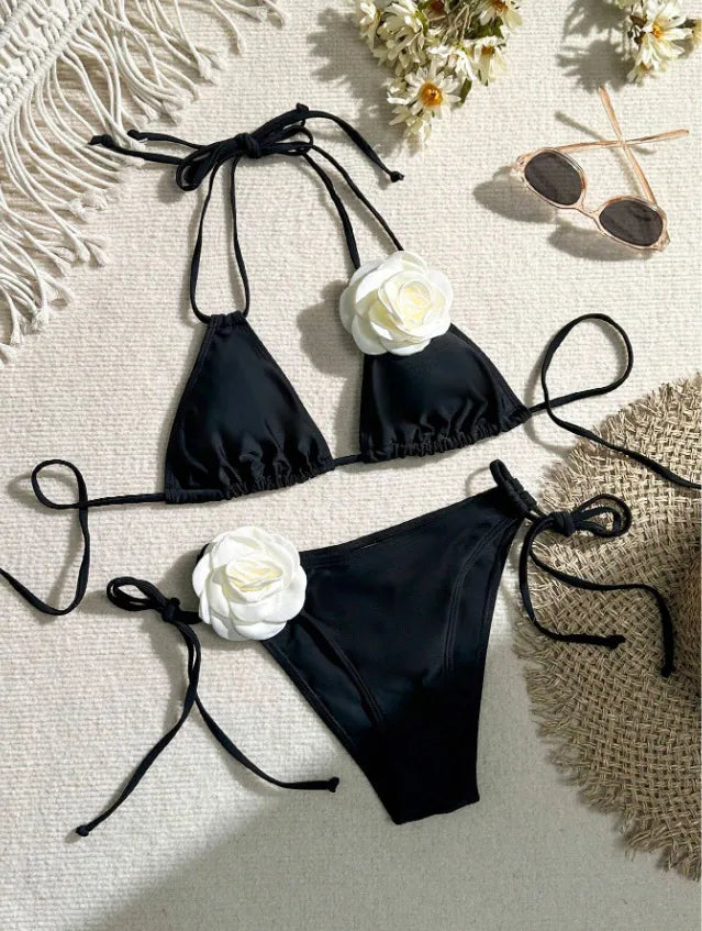 Women's Flower 2 Pieces Set Bikinis Swimwear