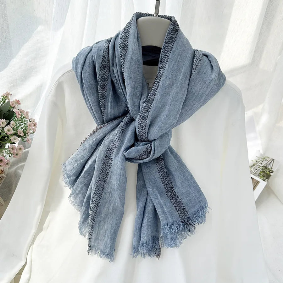 women's elegant gradient color cotton scarves & gloves