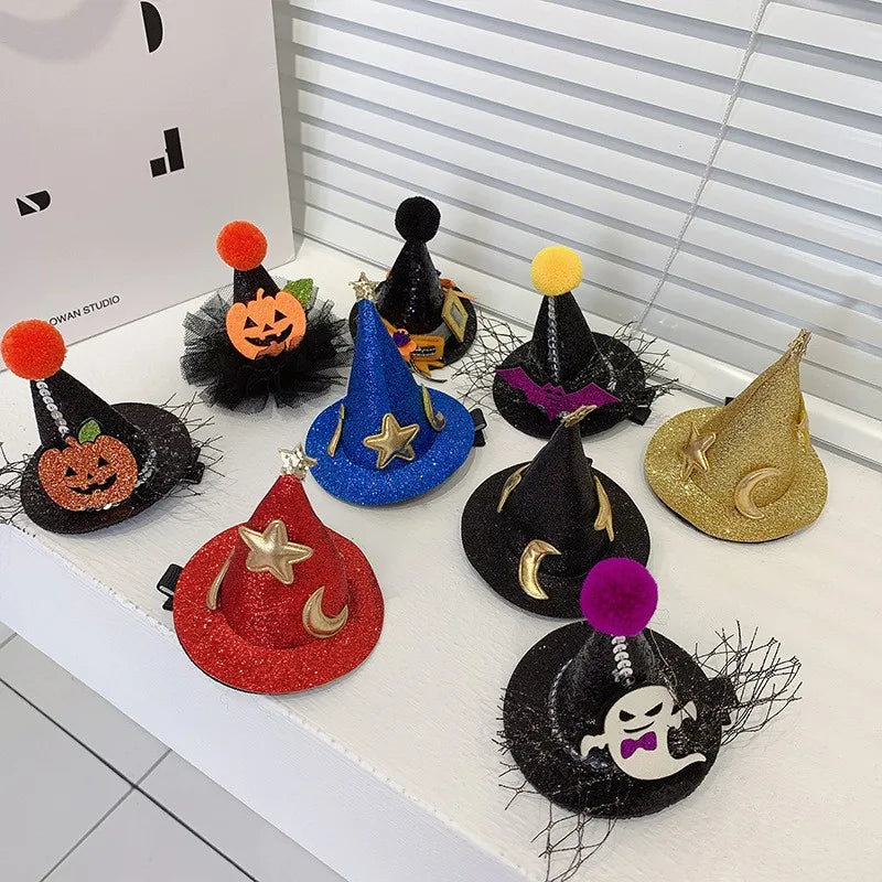 exaggerated funny halloween pattern pumpkin bow knot alloy cloth hair clip