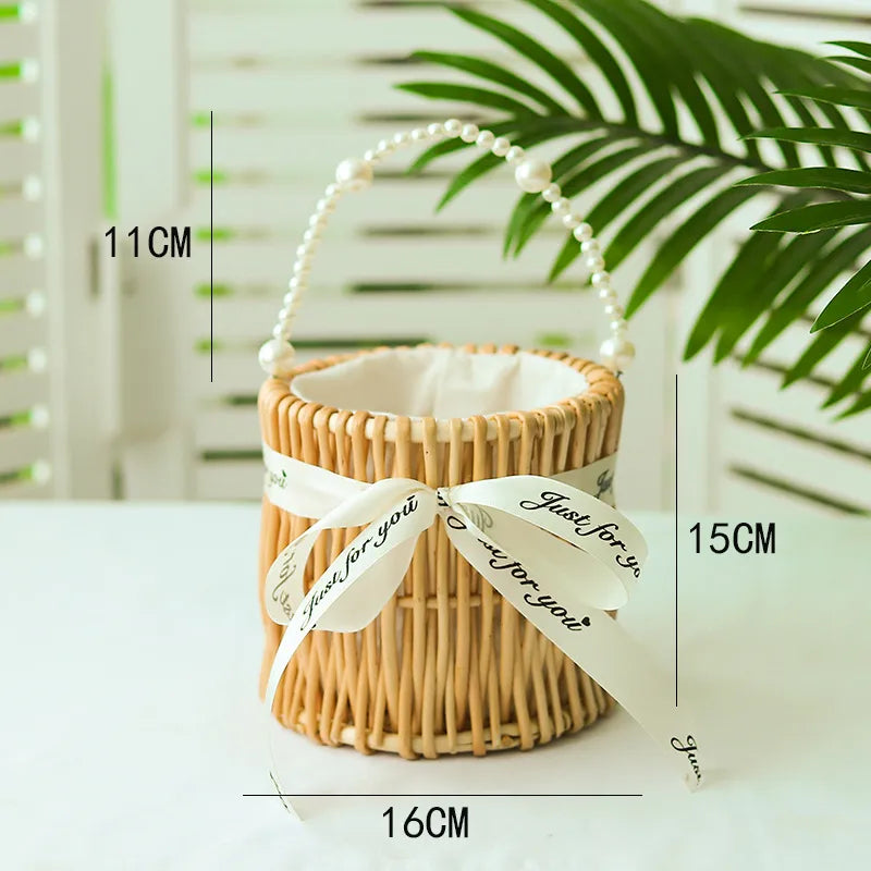 Pastoral Geometric bamboo wisteria Storage Basket