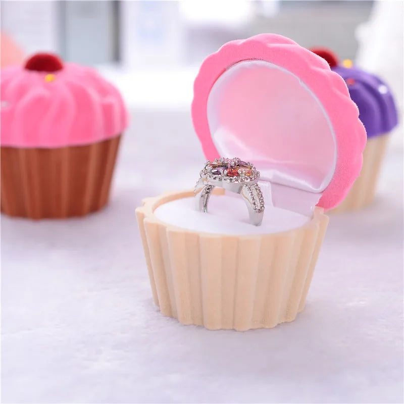 1 piece cute ice cream flannel jewelry boxes