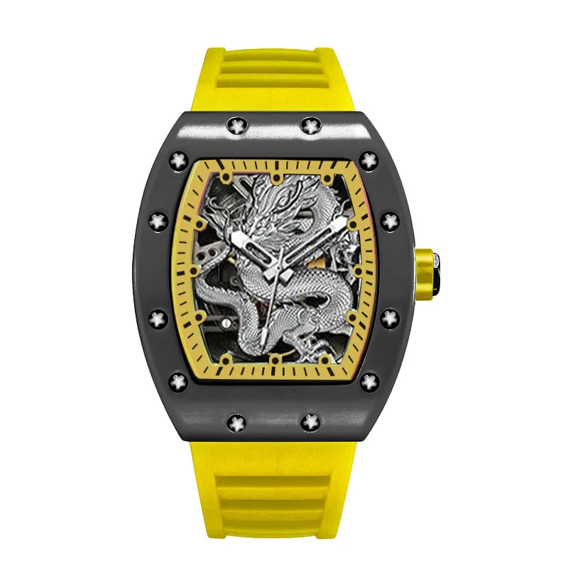 ZIDO brand new domineering high value fashion trend luminous waterproof barrel men's watch silver dragon