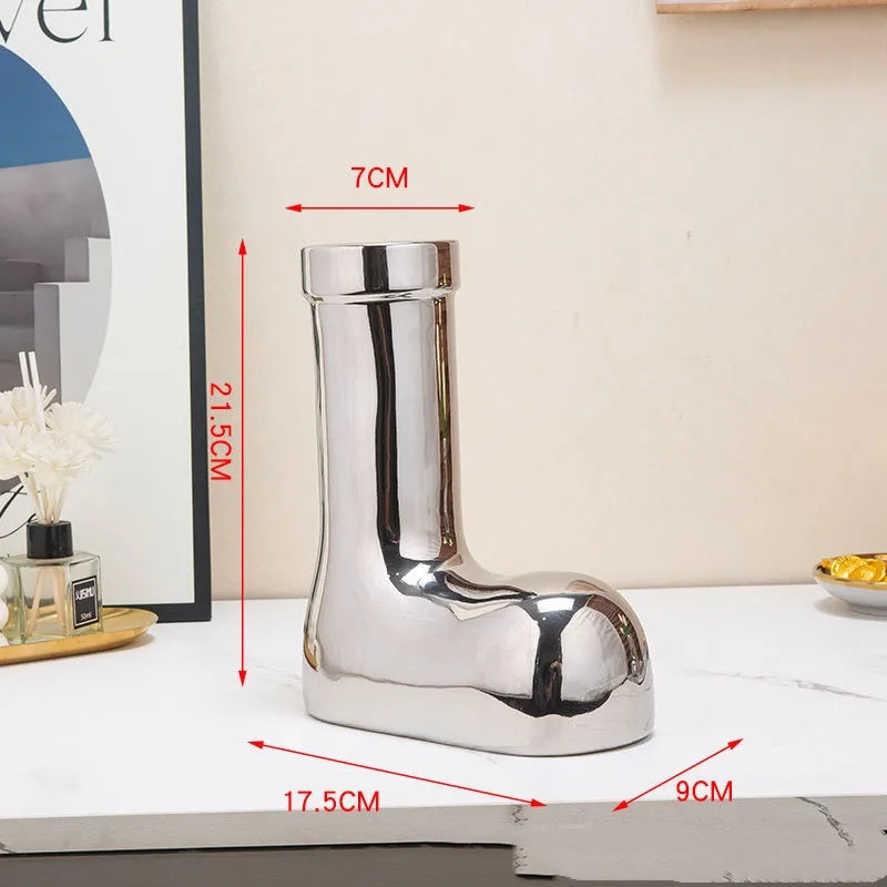 Casual Elegant Pastoral Boots ceramics Vase Artificial Decorations