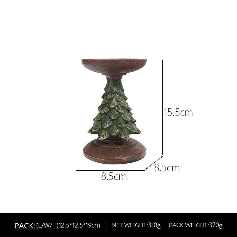 Christmas Retro Christmas Tree Bear Resin Indoor Party Festival candlestick