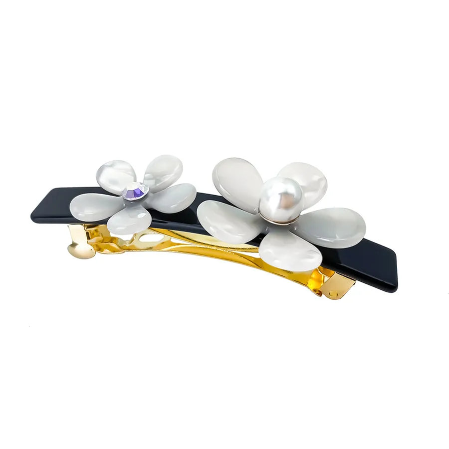 Elegant  Pearlescent Hair Clip Acetate Board Small Flower Duckbill Pearl Headwear Side Women's Hairpin