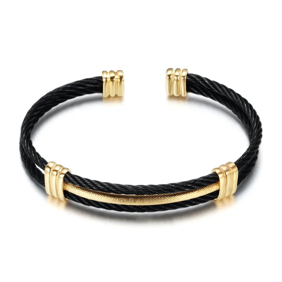 hip-hop color block stripe titanium steel plating men's bangle