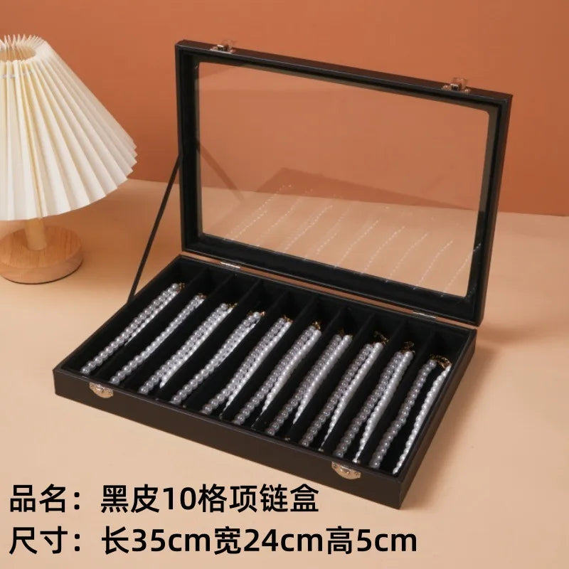 Large Capacity Dustproof Necklace Storage Box Snake Bone Chain Jewelry Display Case Hand Bracelet Earring Organizer Box