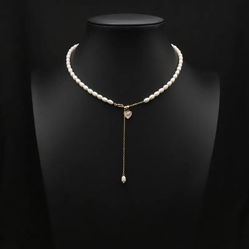 original design heart shape flower freshwater pearl plating 18k gold plated necklace