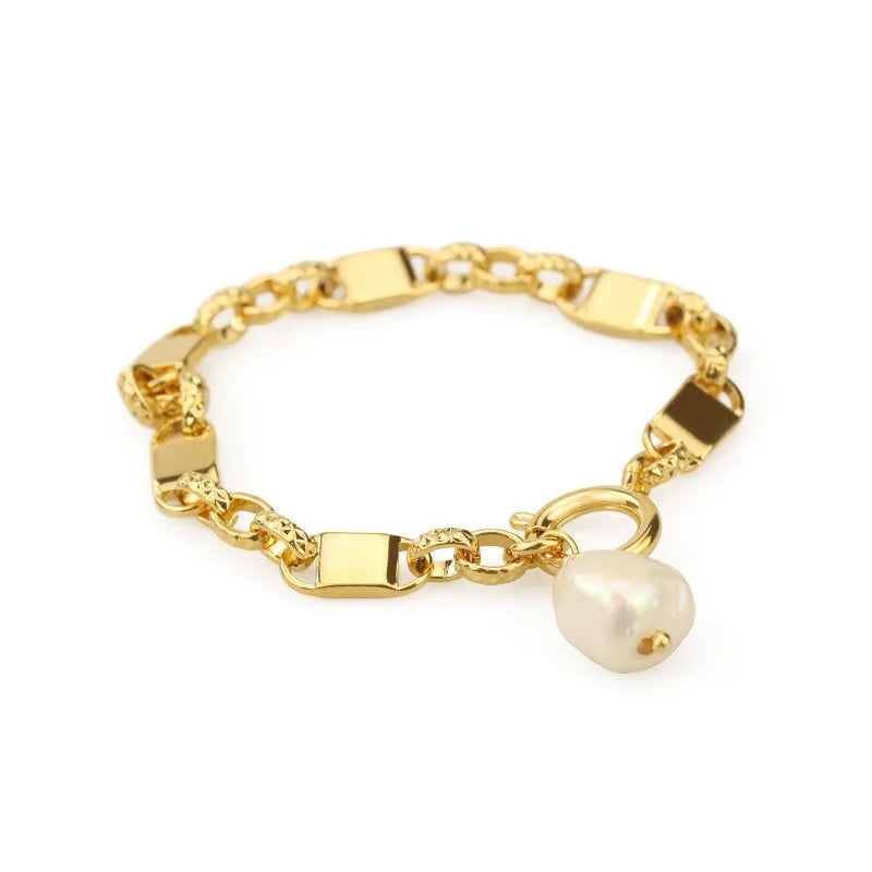 Wholesale Jewelry Vintage Style Classic Style Geometric Freshwater Pearl Copper Brass Plating Bracelets Beaded Chain