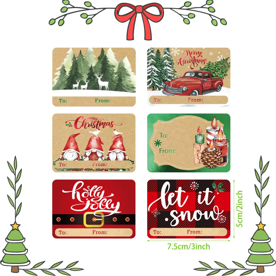 Christmas Cute Vacation Santa Claus Kraft paper adhesive sticker Christmas