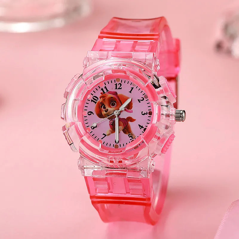 in stock Supply Children's Kindergarten Luminous Watch Wang Wang Team Colorful Flash Boys Quartz Wristwatch