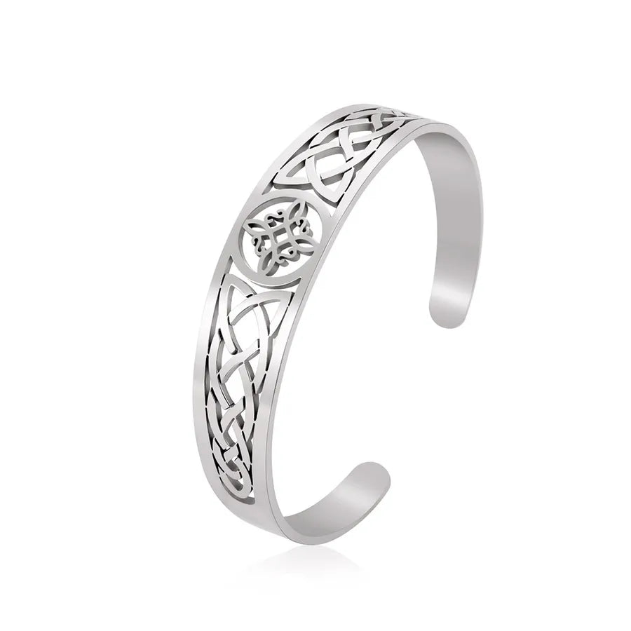 Hip-Hop Retro Witches Knot 304 Stainless Steel Bangle In Bulk
