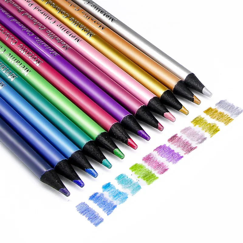 1 set color block class learning daily wood cute classic style pencil