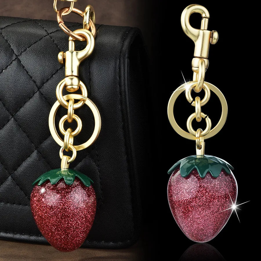 Cute Strawberry Alloy Plating Keychain