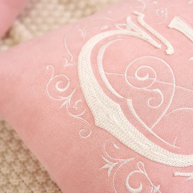 Ins Style Decorative Plush Pillow Cover Pink Embroidery Sofa Living Room Decorative Cushion Cover Festive Star Pattern