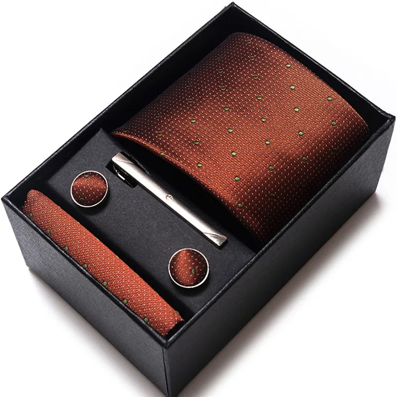simple style geometric solid color polyester yarn men's cufflinks lavalier tie